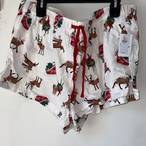 Old Navy Holiday Reindeer Women's Pajama Shorts - White and Red